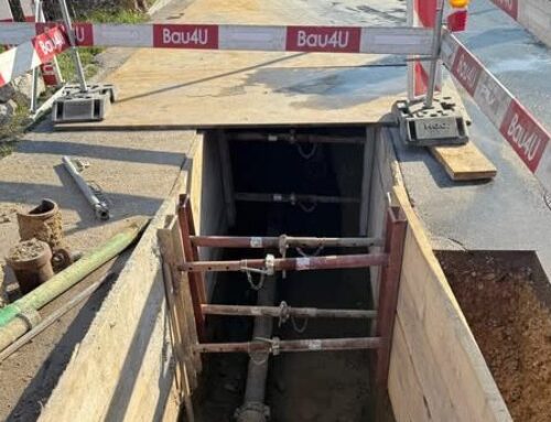 Bauarbeiten für Kanalisation und Wasserleitungen. Port, Seeland.